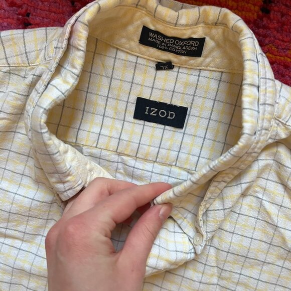 IZOD Men's Button-Down Shirt – Yellow Plaid - Picture 2 of 2